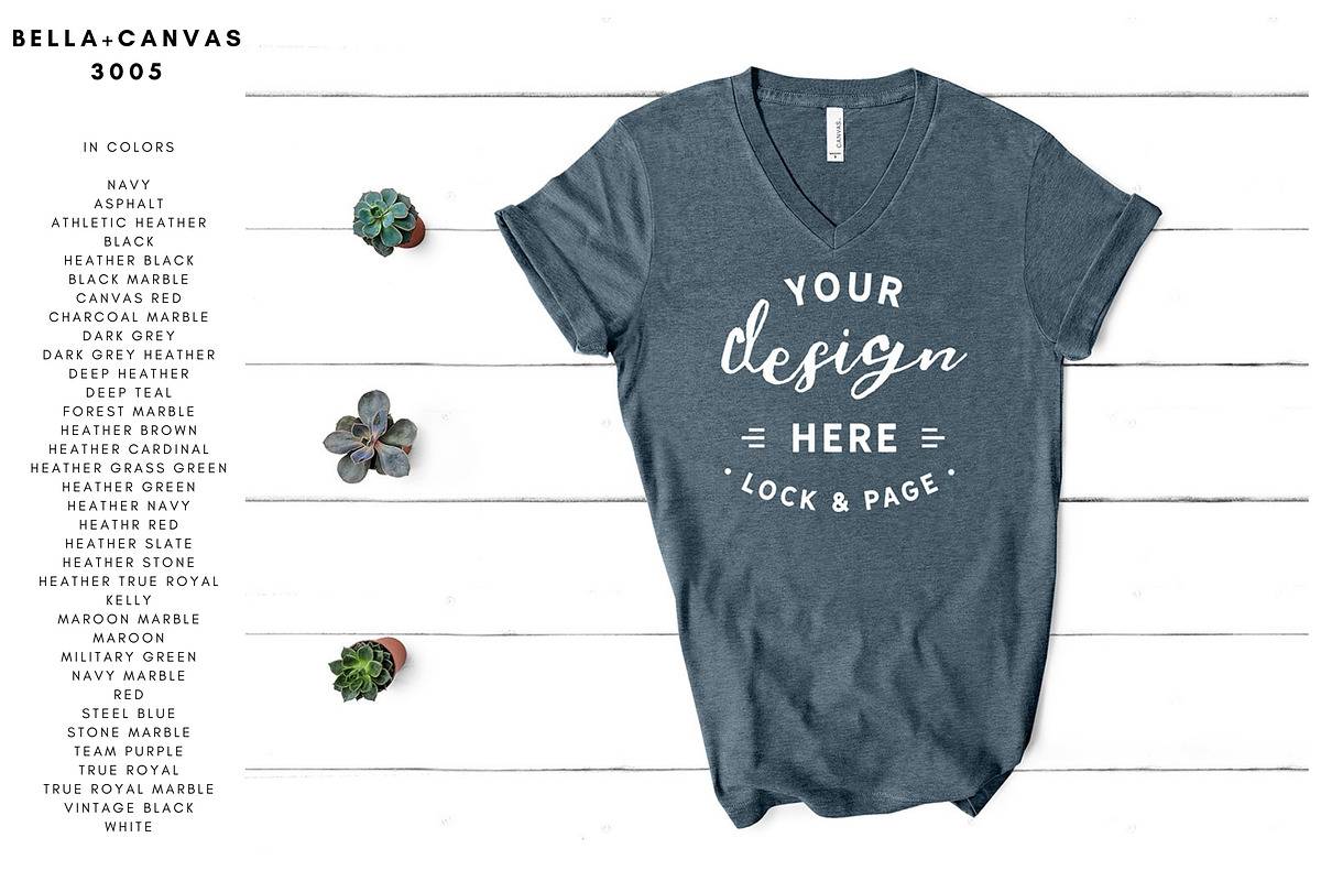 Bella Canvas 3005 V-Neck Mockup Set, a Shirt Mockup by lock and page (Photo 2 of 5)