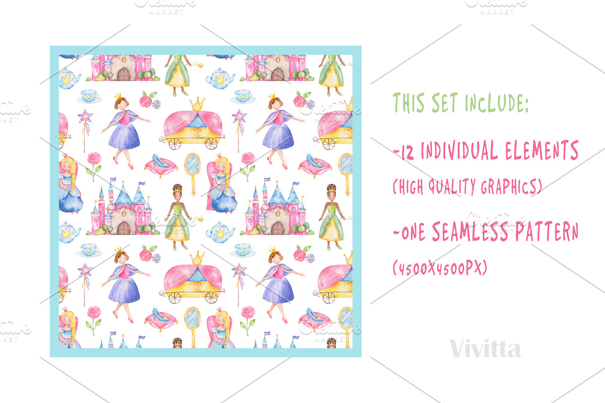Princess world watercolor clipart, an Animal Illustration by Vivitta (Photo 4 of 4)