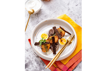 Breakfast with pickled herring, new