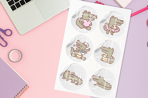 Cute Crocodile Procreate Stamps