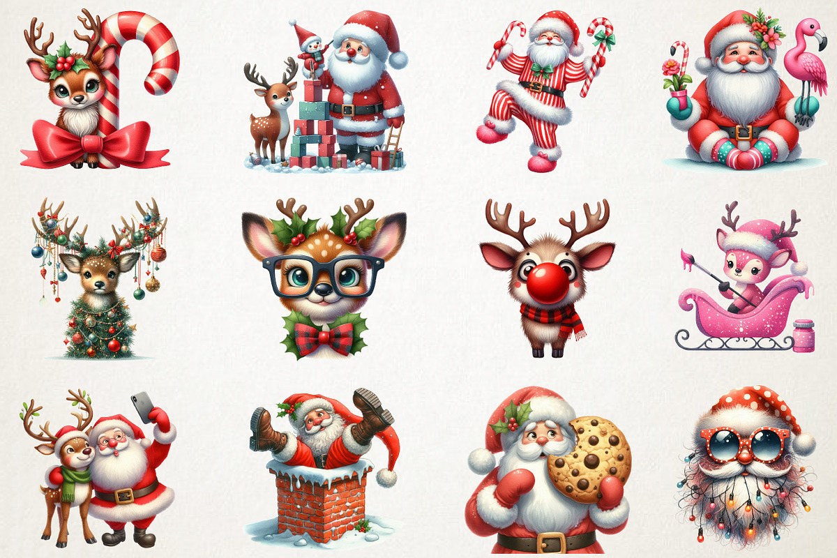 Quirky Santa & Reindeer Christmas Cl, an Illustration by RobertsArt (Photo 5 of 7)