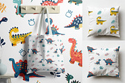 Cartoon Dino Pattern & Clipart, a Graphic by Asya Melkonyan Patterns (Thumbnail 7 of 13)