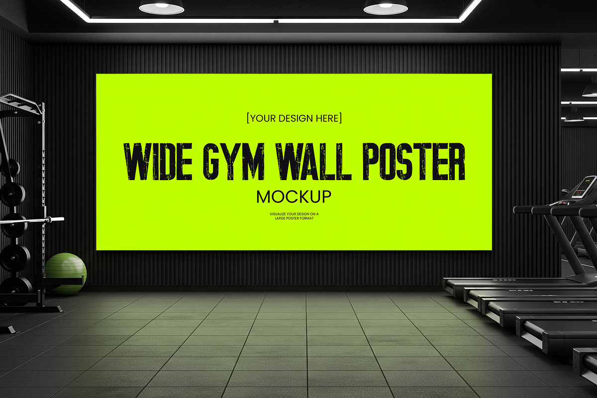 Wide Gym Wall Poster Mockup, an Advertising Mockup by graphypix (Photo 1 of 4)