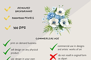 BLUE WHITE HYDRANGEA WEDDING PNG, a Decorative Illustration by Daring Digies (Thumbnail 8 of 10)