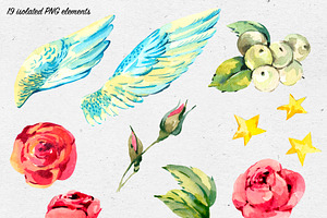 Watercolor Angel-Wings Clipart