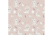 Baby Dinos seamless patterns set, a Pattern Graphic by tetiartline (Thumbnail 6 of 8)
