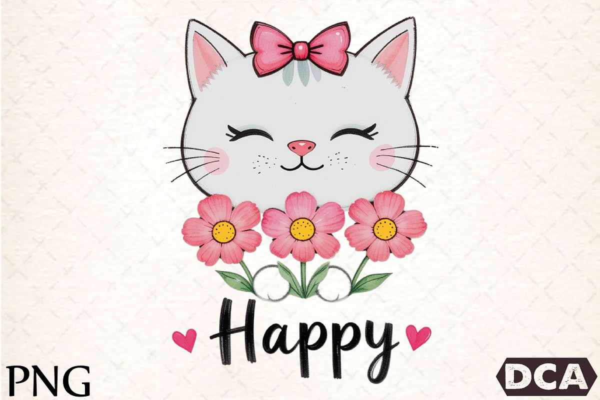 Cat Happy PNG Clipart, an Illustration by DreamCafeArt (Photo 1 of 7)