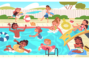 Kids play in pool. Children beach, a Person Illustration by Stock-Smart-Start