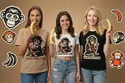 Vector Cute Monkey Sticker Set, an Animal Illustration by daver2002ua (Thumbnail 3 of 4)
