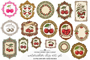 Vintage Cherry Label Printable, an Illustration by GatewayDesign (Thumbnail 1 of 6)