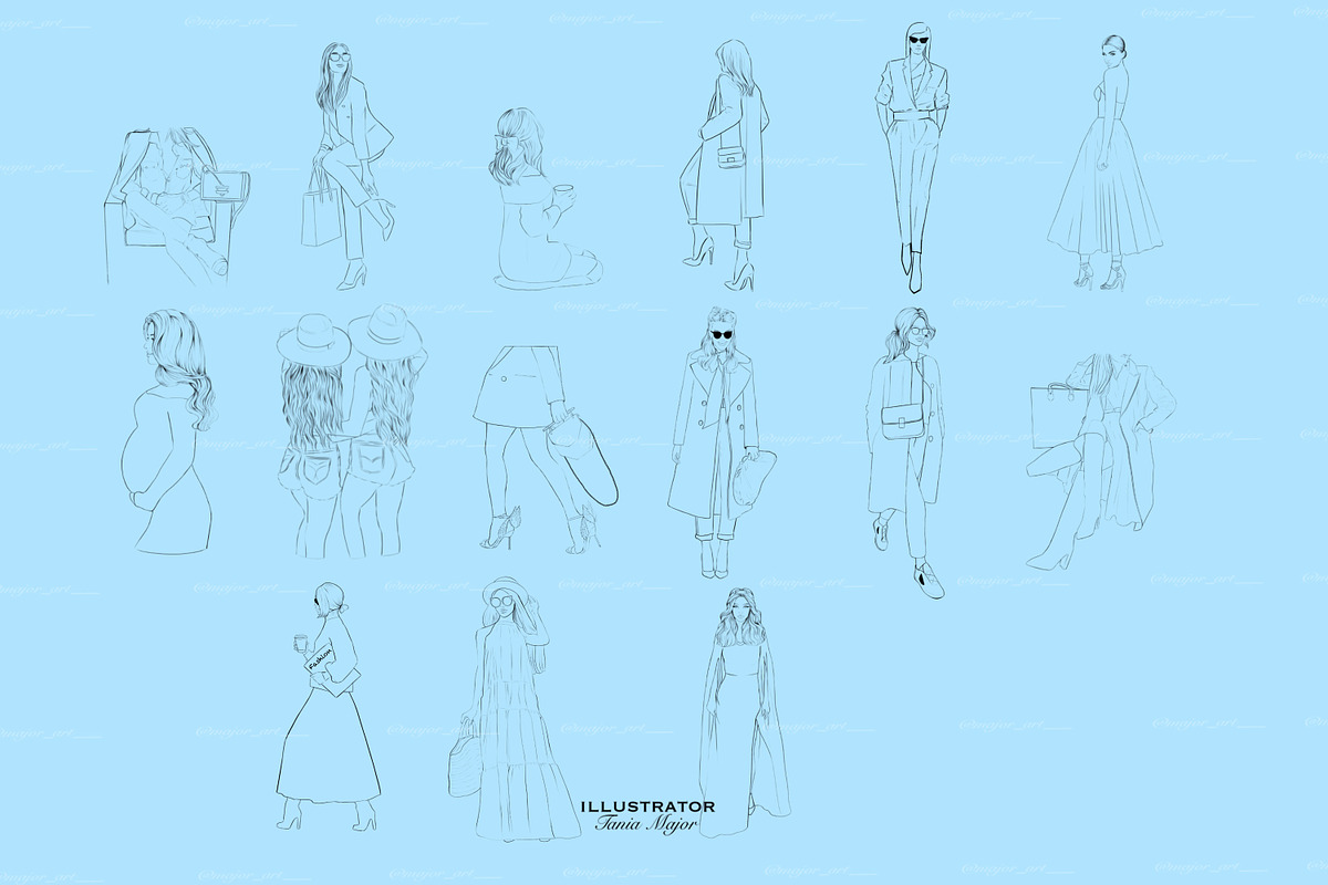 Procreate stamps, fashion girls, a Brush Add-On by MajorArtTm (Photo 2 of 3)