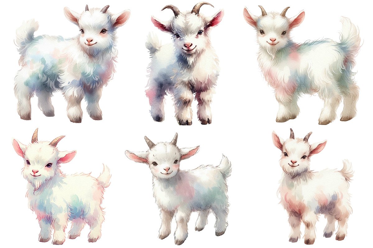 Watercolor Goat clipart, an Illustration by Designworld (Photo 3 of 6)