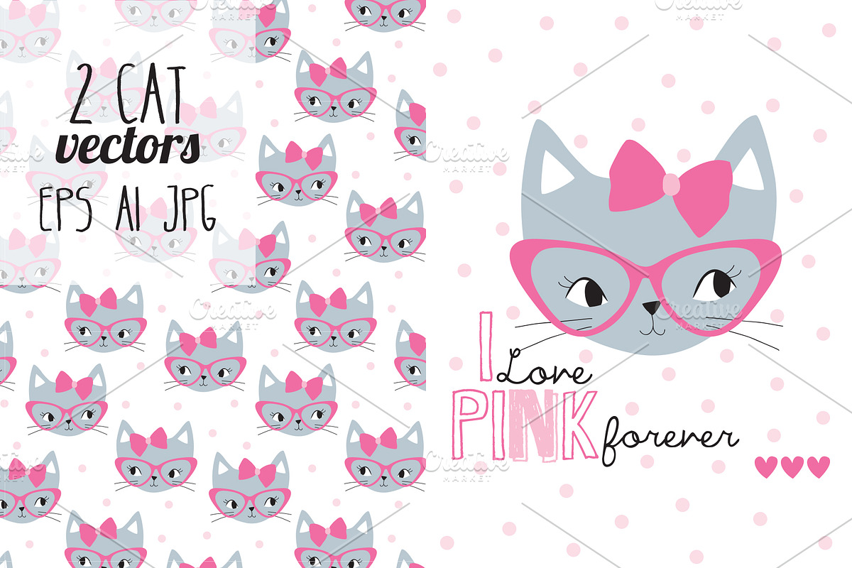 2 cat vectors, a Pattern Graphic by Larienn graphic design
