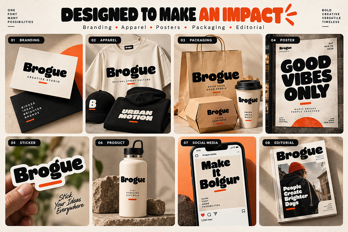 Brogue _ Bold • Chunky • Display, a Script Font by Wow Magic (Photo 5 of 5)