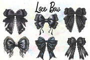 Coquette Black Lace Bows Clipart, an Object Graphic by Little Mango (Thumbnail 3 of 4)
