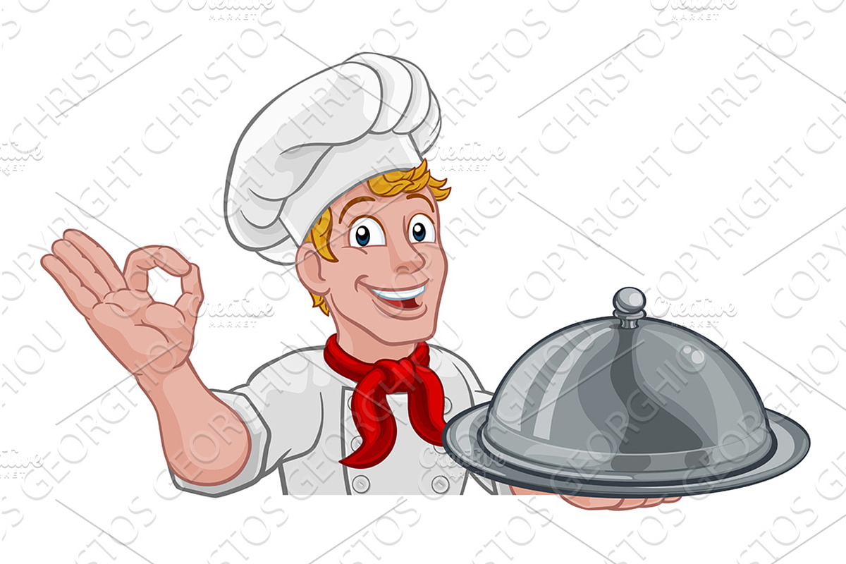 Chef Cook Baker Man Cartoon Peeking, a Person Illustration by Christos Georghiou