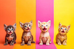 Adorable Kittens on Colorful Background, an Animal Photo by Ales Munt