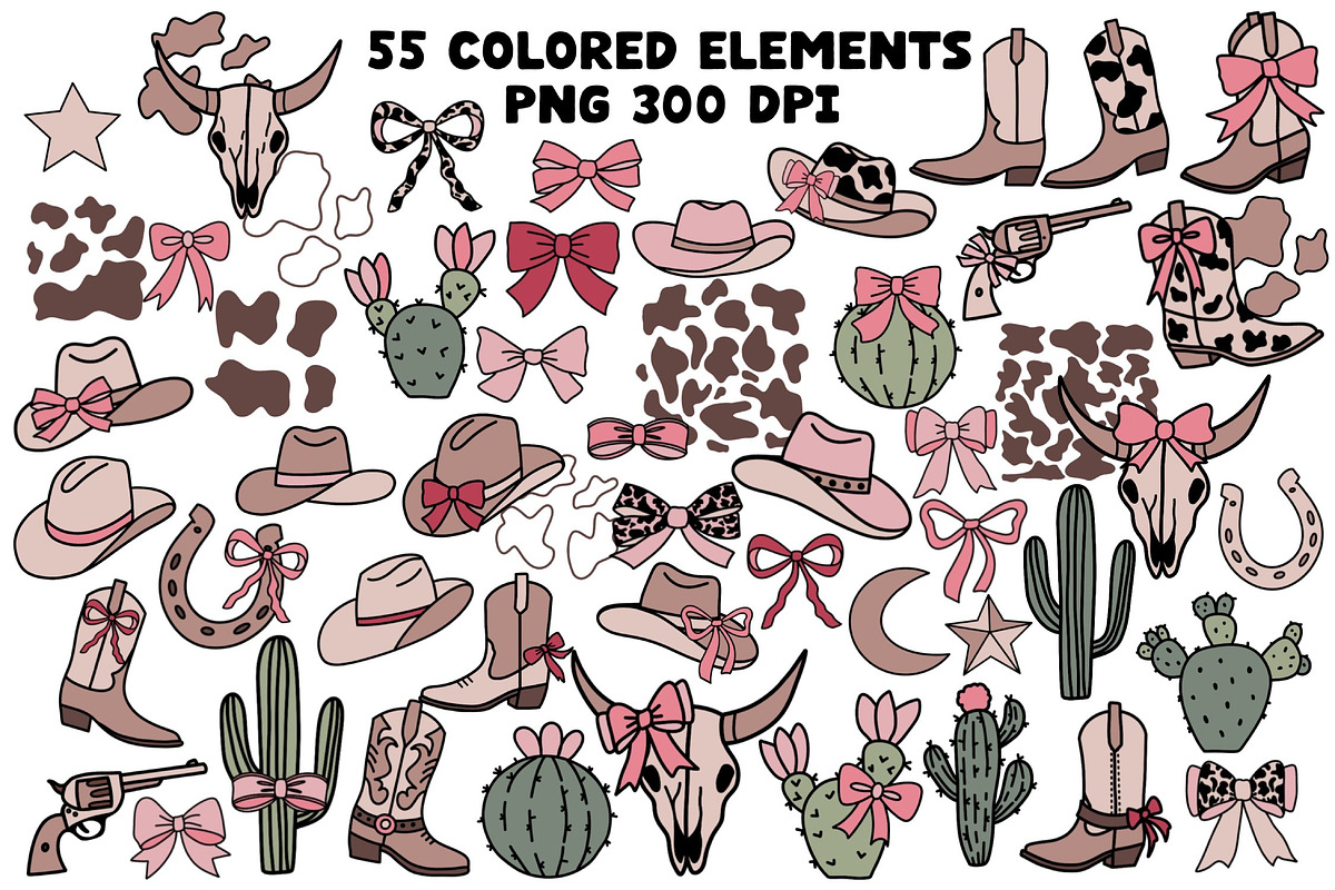 Western Coquette Cowgirl Clipart, an Object Graphic by Brush Lab (Photo 2 of 8)