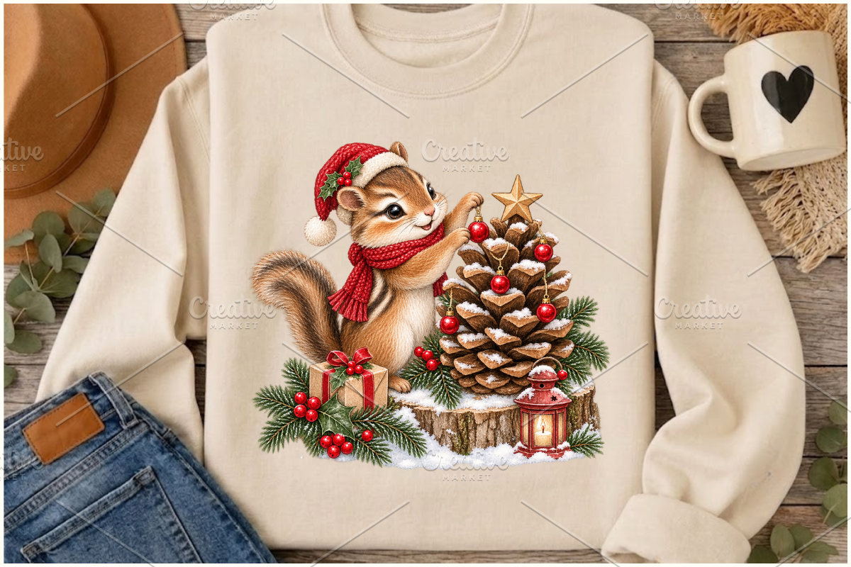 Christmas Woodland Animals Cliparts, a Seasonal Illustration by Ink Gallery (Photo 6 of 8)