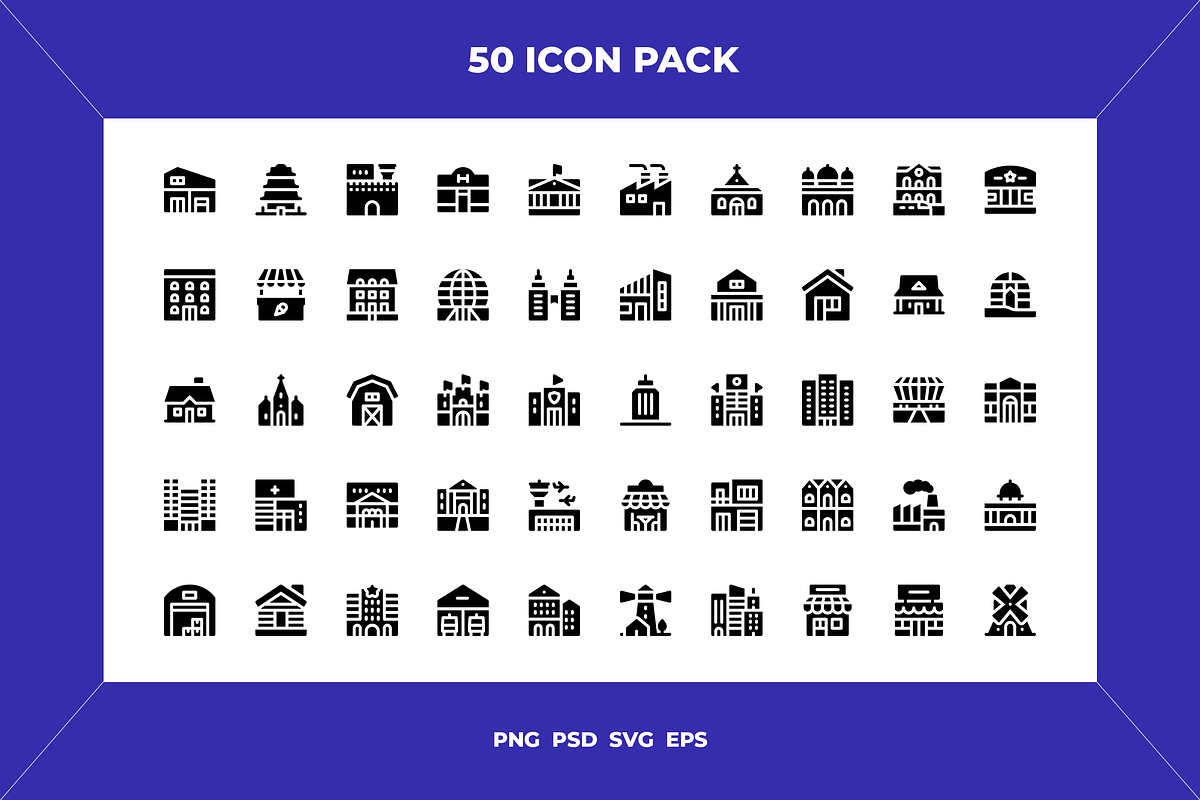 Buildings icons, an Outline Icon by Wencory (Photo 1 of 2)