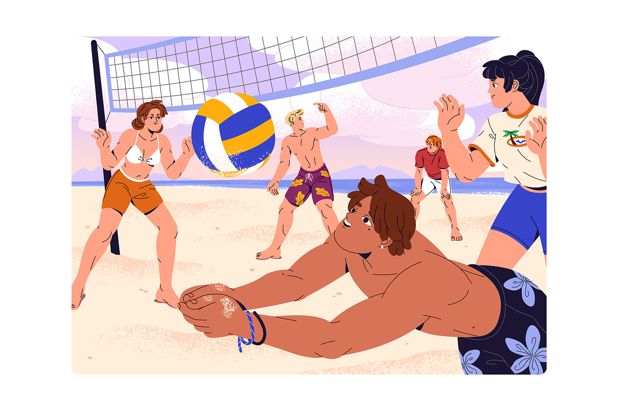 Volleyball players, sports game set, a Sport Illustration by PaperTrident (Photo 5 of 7)