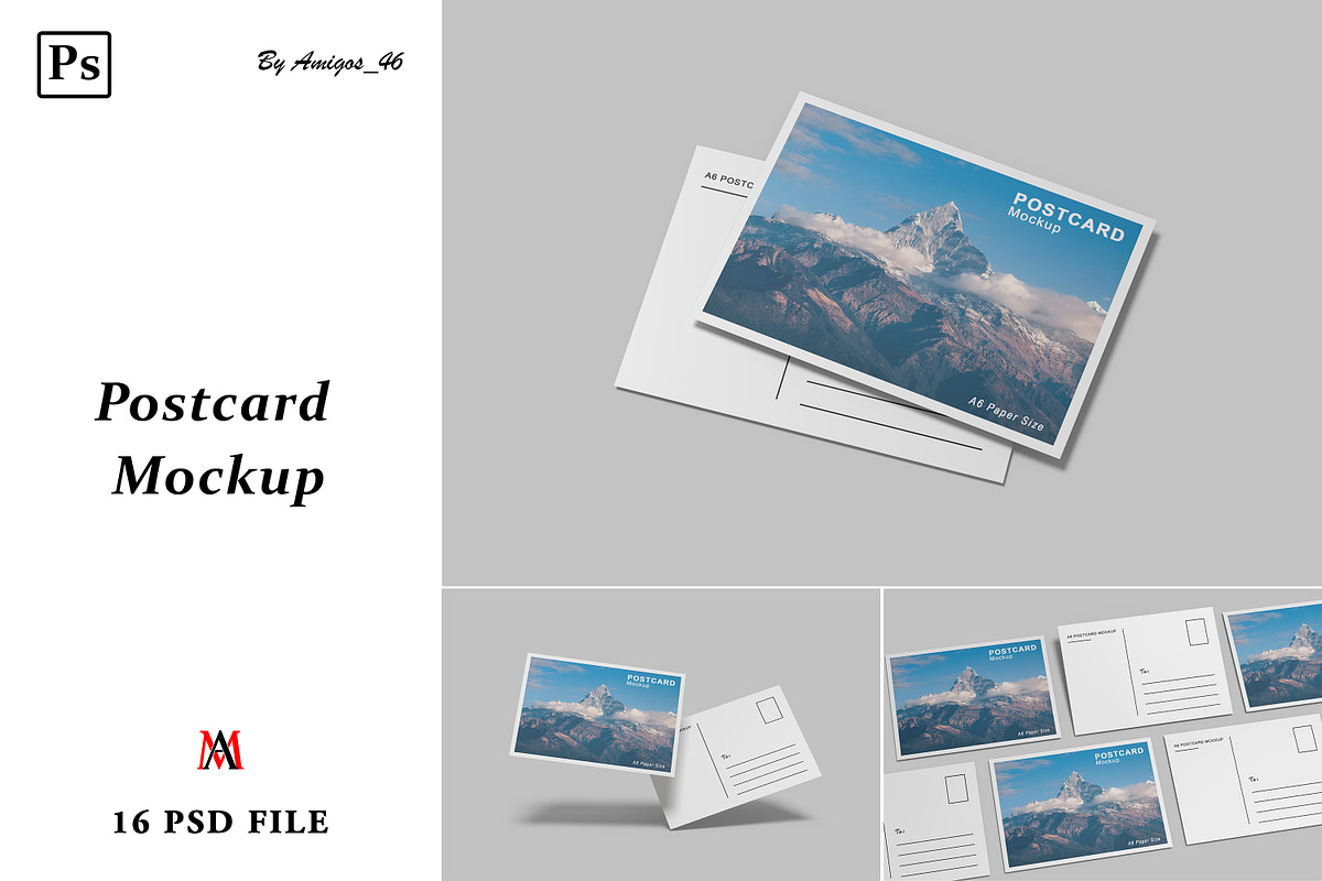 Postcard Mockup, a Print Template by Amigos__46 (Photo 1 of 18)