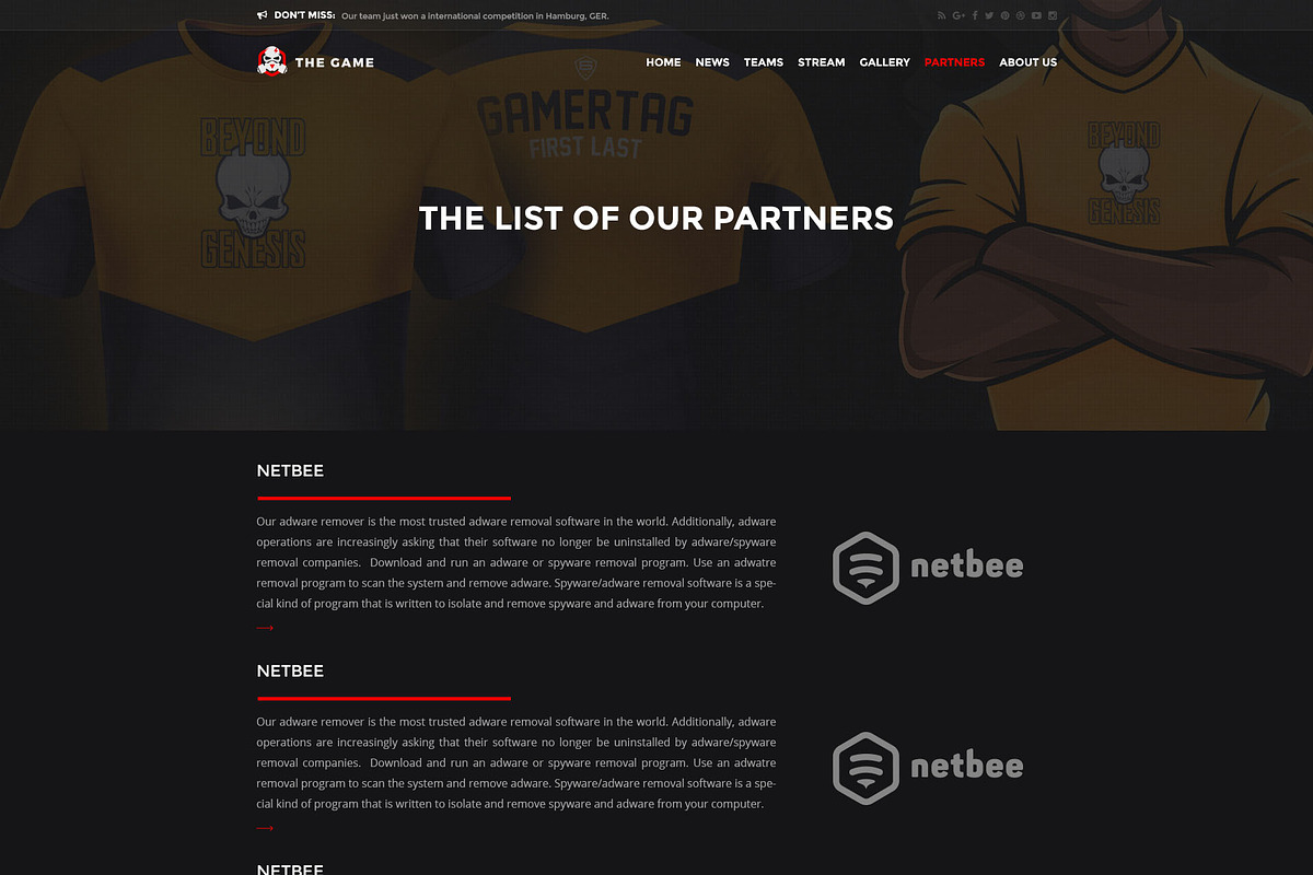 The Game - eSport PSD Gaming Templat, a Websites & App Template by Netbee (Photo 11 of 30)