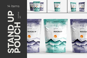 Stand Up Zip Lock Pouch Mockup Set, a Merchandise Mockup by dpi