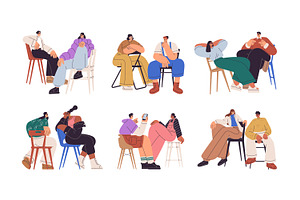 People sit on chairs and talk set, a Person Illustration by Good Studio