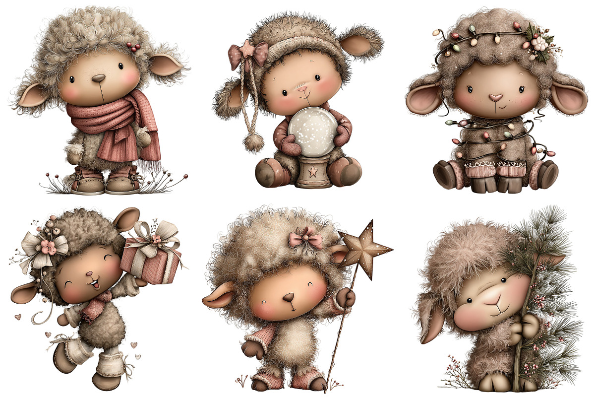 Funny Christmas Sheep Clipart, an Illustration by Craft Nest (Photo 9 of 10)
