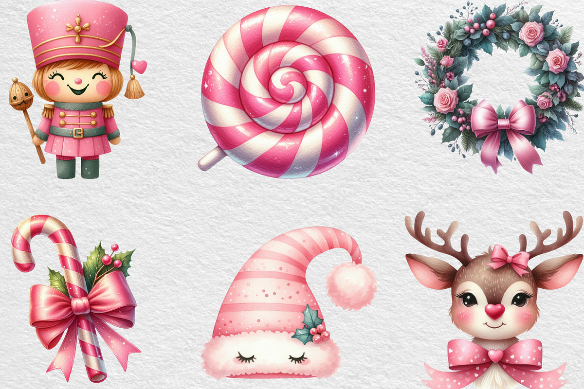 Girly Christmas Watercolor Clipart, an Illustration by Black Bird Studio (Photo 5 of 6)