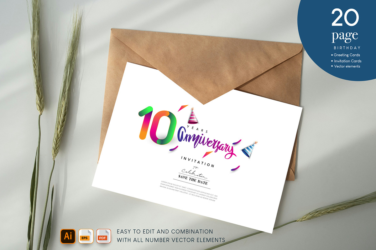 Colorful Anniversary Greeting Card., a Graphic by OtpirusGraphic (Photo 1 of 5)
