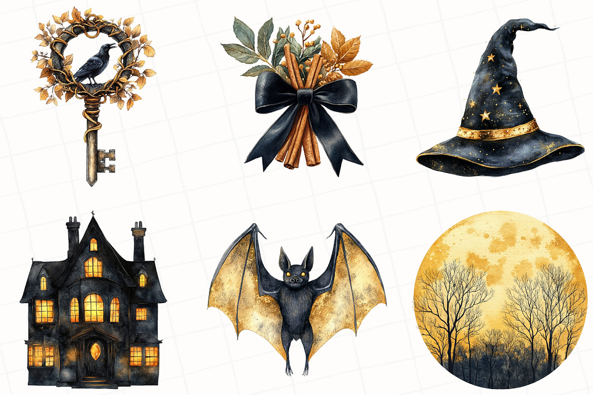 Black And Gold Halloween Clipart, an Illustration by OK Design (Photo 2 of 5)