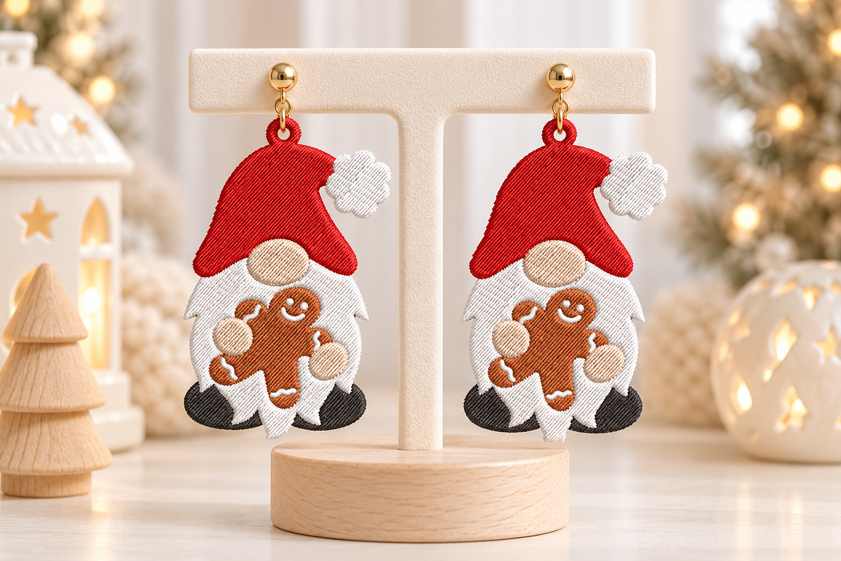Gnome Earrings Embroidery Design, an Object Graphic by Craft Nest (Photo 4 of 4)