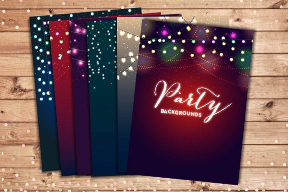 Party Lights Backgrounds EPS and JPG, a Card Template by Pixejoo (Photo 1 of 4)