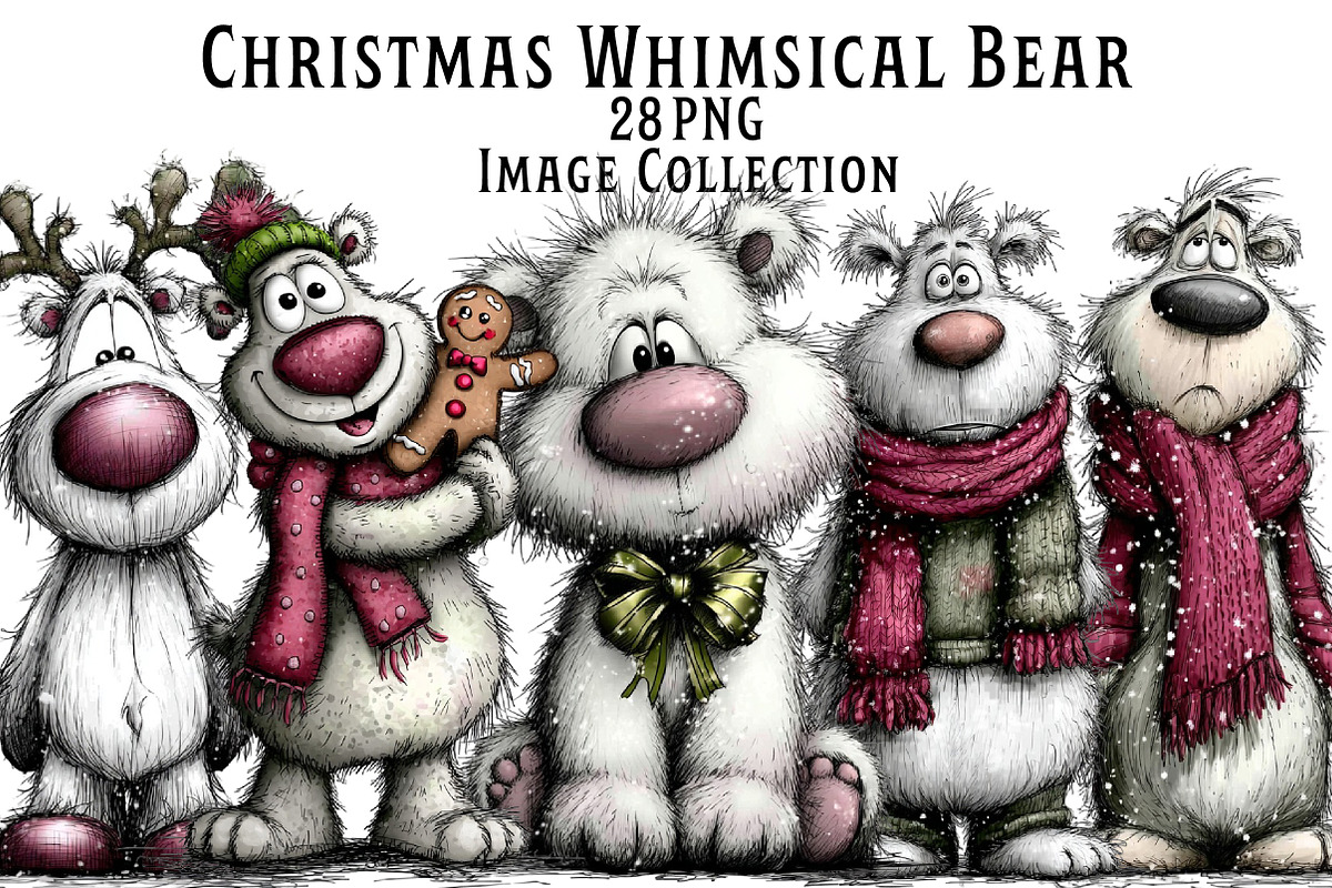 Christmas Whimsical Bear Clipart, an Illustration by Dream Creation (Photo 1 of 6)
