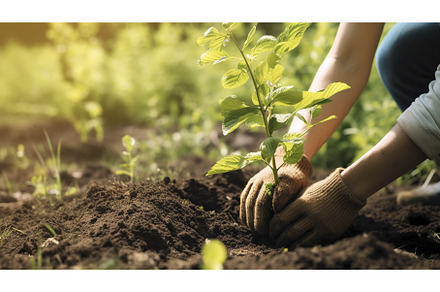 A person is carefully planting a, a Nature Photo by Jyliana's shop