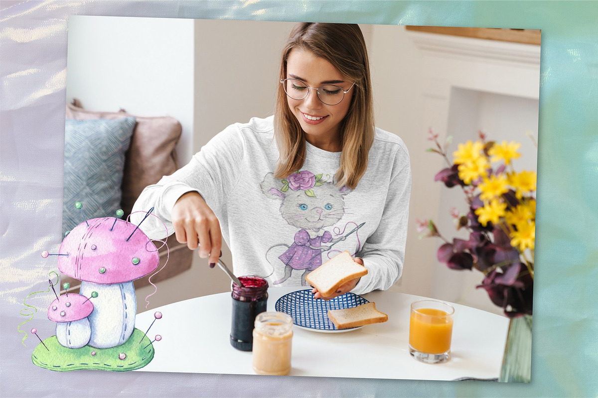 Sewing accessories and sewing mouse, an Illustration by Yuliya Art (Photo 10 of 10)