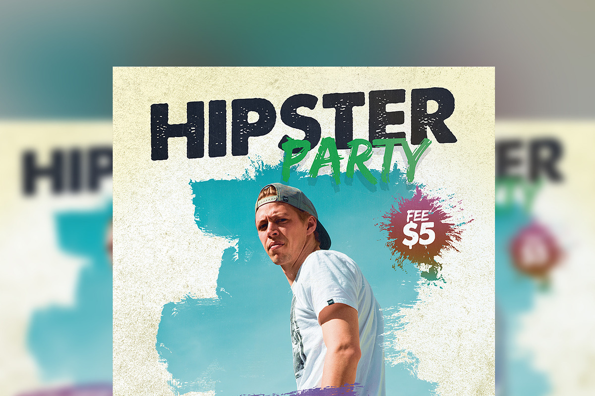 Hipster Party Flyer Template, a Flyer Template by Graphicfy Templates (Photo 3 of 3)