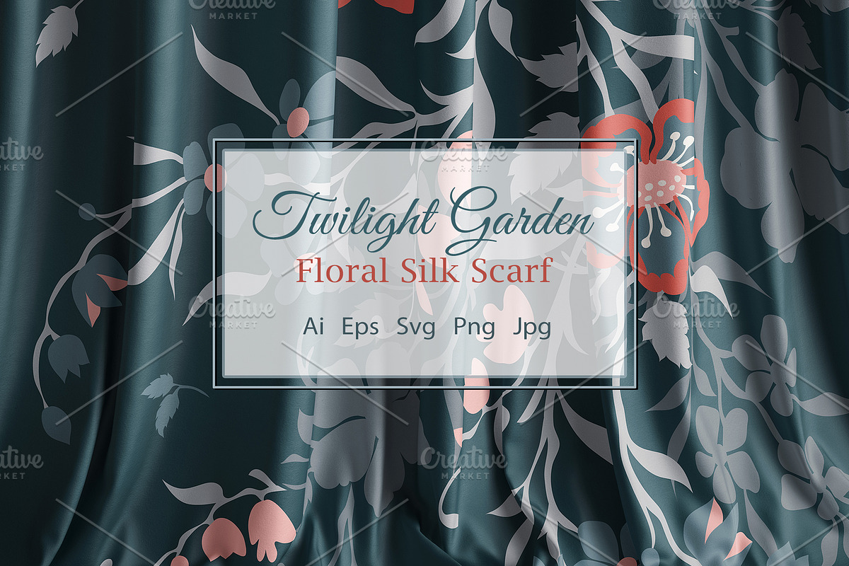 Twilight Garden Floral Scarf, an Object Graphic by ilustrinna (Photo 1 of 7)