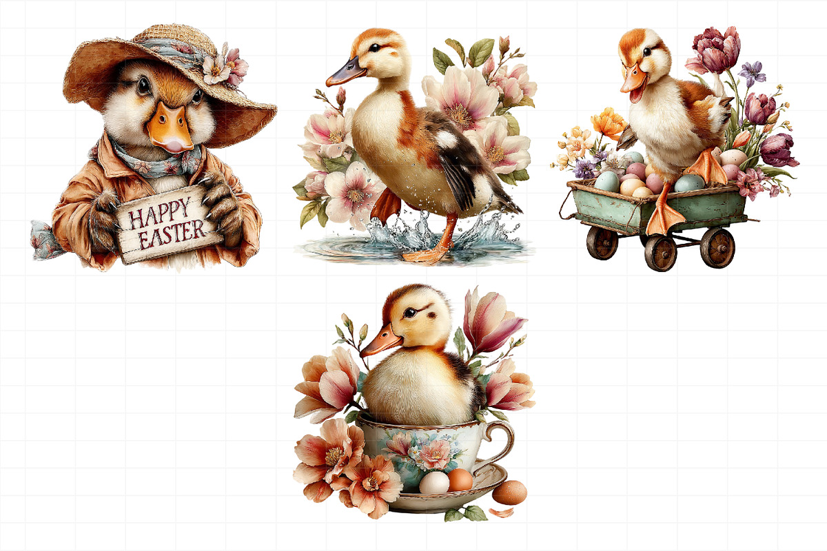 Cute Easter Ducks Clipart, an Illustration by Daily.Designs (Photo 8 of 8)
