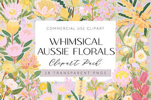 Pastel Australian Flowers Clipart, a Decorative Illustration by Pawcasso's Portraits
