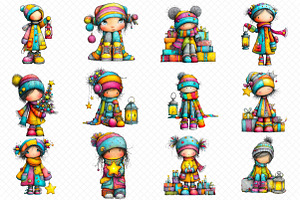Whimsical Christmas Baby Kid Clipart, an Illustration by cherrydesign