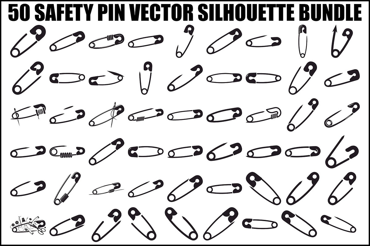 Safety Pin Vector Silhouette Bundle, an Illustration by Designs_River (Photo 1 of 20)