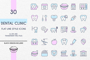 Dental Clinic Outline Icons Set