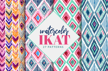 Watercolor Boho Ikat Patterns