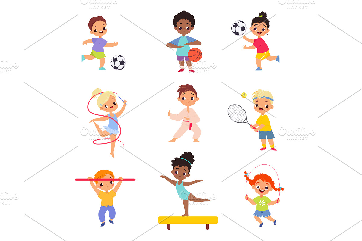 Kids Sport with Girl and Boy, a Person Illustration by TopVectors
