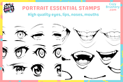 170 Face Stamps for Procreate, a Brush Add-On by Cozy Brushery (Thumbnail 7 of 9)