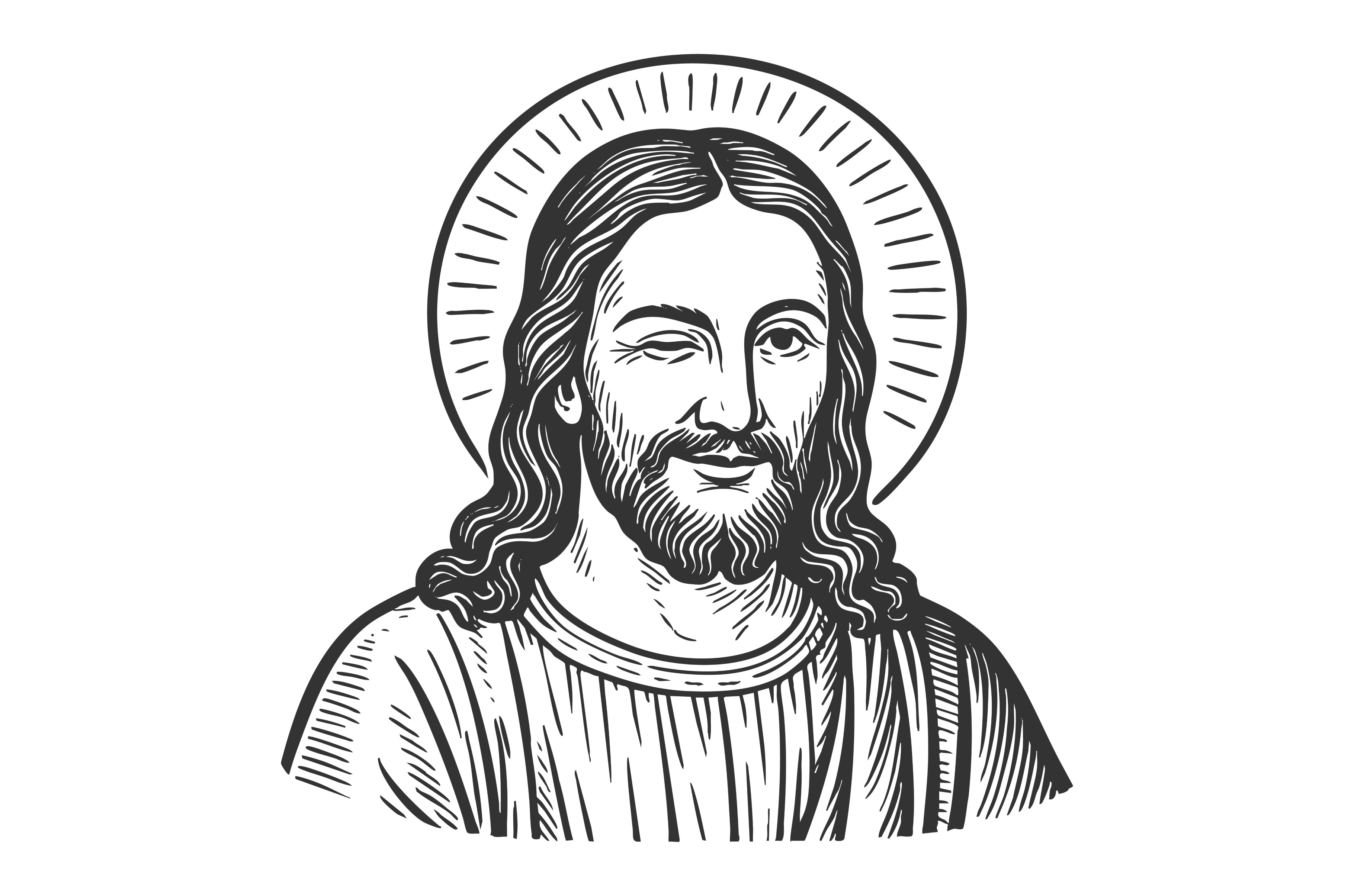 Winking Jesus Christ engraving, an Illustration by AlexArt