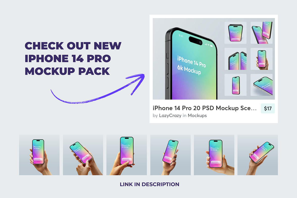 iPhone in hand Mockup BUNDLE, an iPhone Mockup by LazyCrazy (Photo 2 of 6)